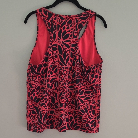 Talbots Tank Top With Razer Back Built-in Bra Size XL Black And Coral - Picture 3 of 7